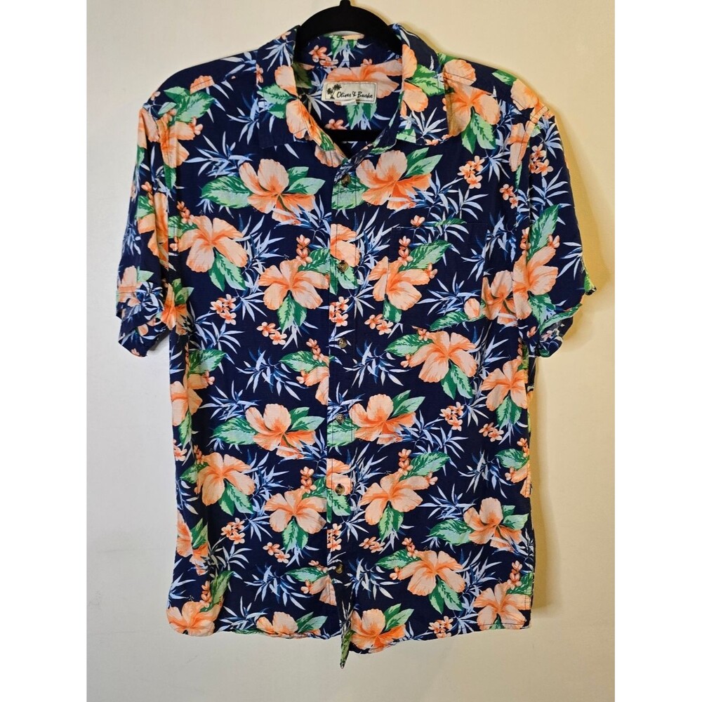Oliver & Burke Short Sleeve Tropical Button Up Mens Medium